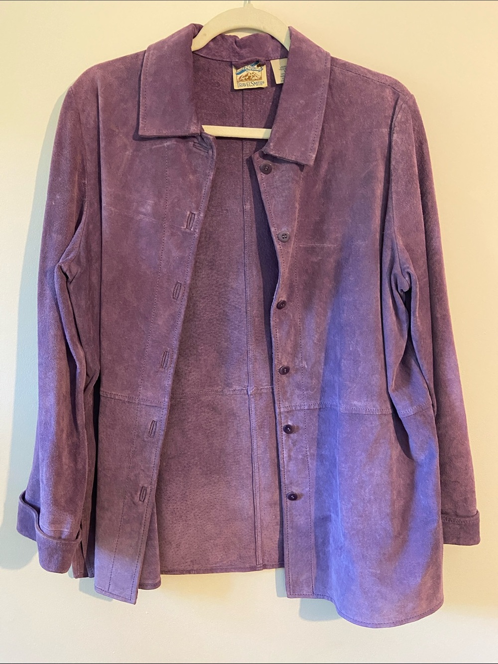 TravelSmith Purple Suede Button Jacket
